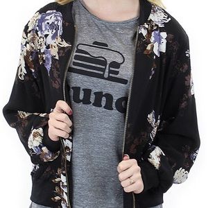 Everly Black Floral Bomber Jacket